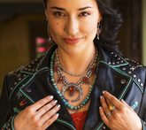 American West Sterling Silver Red Onyx Gemstone Squash Blossom Earrings